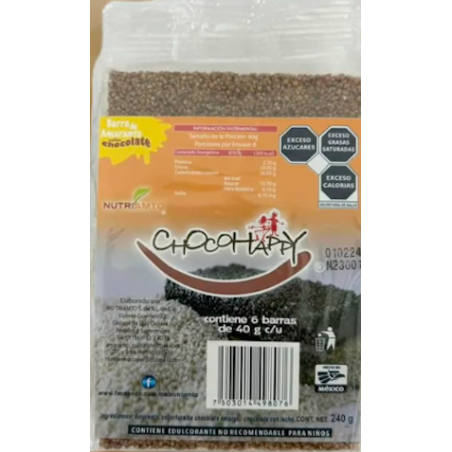 Barra de amaranto con chocolate de la marca chocohappy